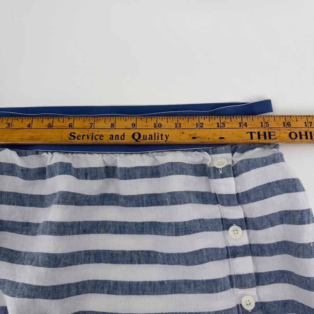 J. Jill Love Linen Womens Sz M Blue & White Striped Maxi Skirt Coastal Nautical